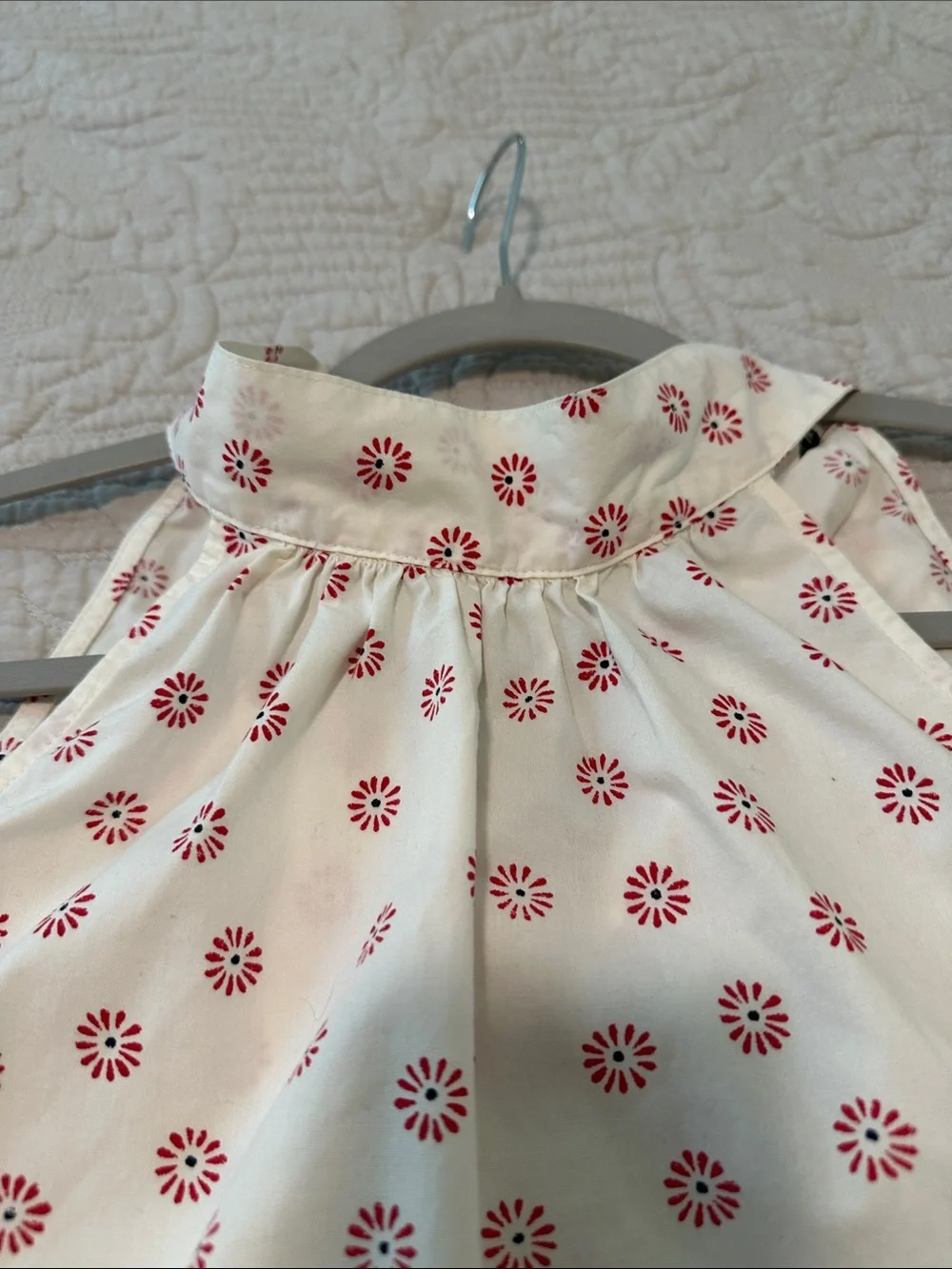 J. Crew Cream Halter shirt with Red Daisy Print size 6